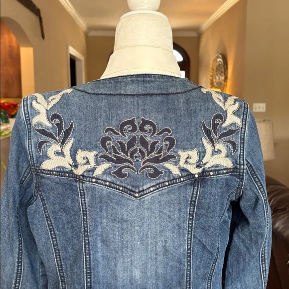 Reba Embroidered Blue Denim Jacket size S - Picture 5 of 9